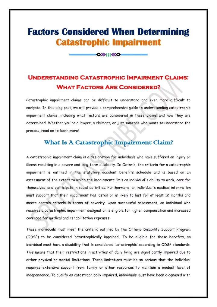 factors considered when determining factors