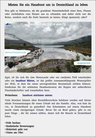 mieten sie ein hausboot um in deutschland