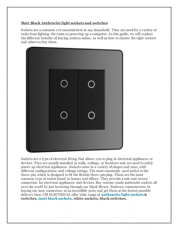 matt black anthracite light sockets and switches