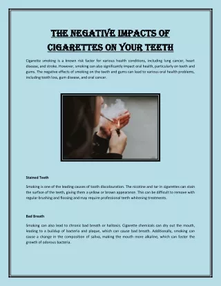 The Negative Impacts of Cigarettes on Your Teeth