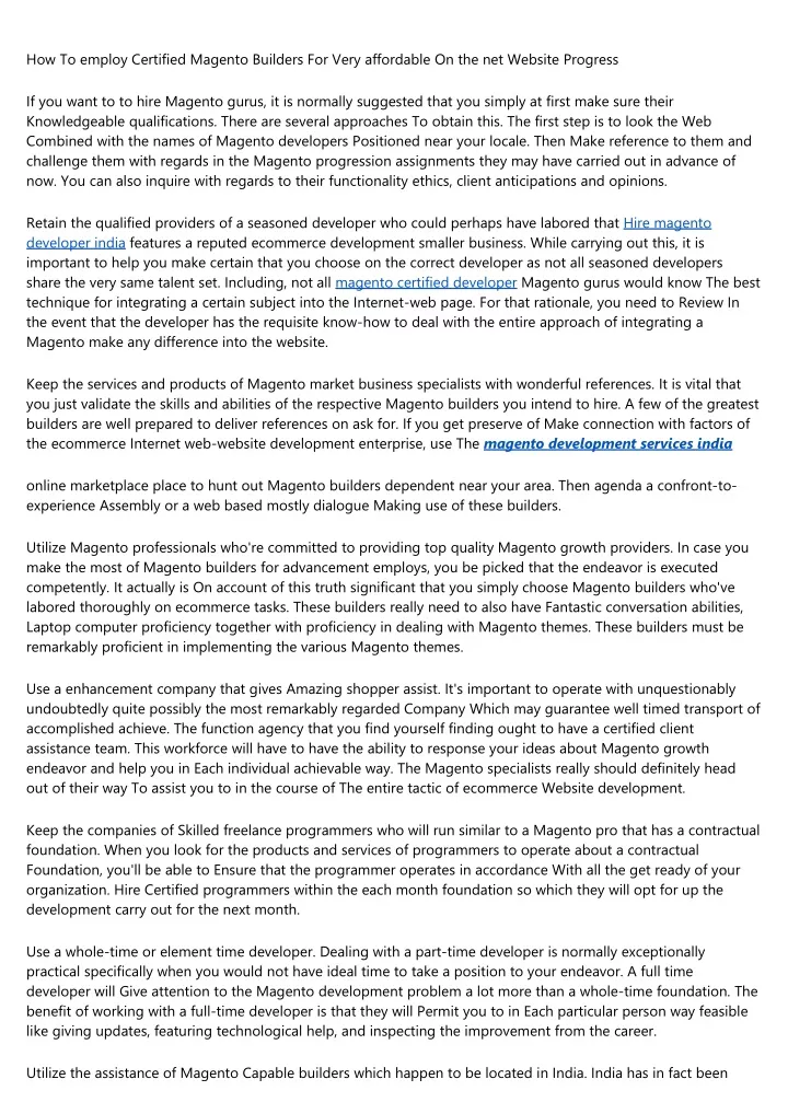 how to employ certified magento builders for very