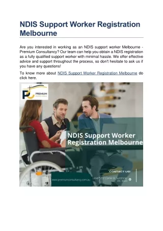NDIS Support Worker Registration Melbourn