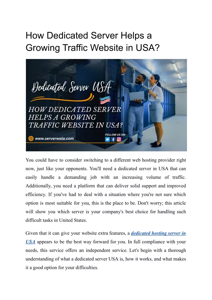 how dedicated server helps a growing traffic