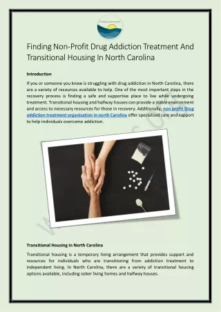 Finding Non-Profit Drug Addiction Treatment And Transitional Housing In North Carolina