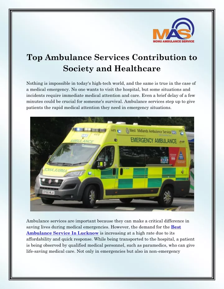 top ambulance services contribution to society