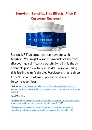 SynoGut - Negative Side Effects Risk? Truth Exposed!