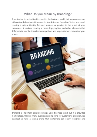 What Do you Mean by Branding