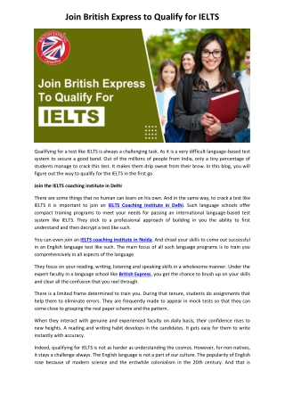 Join British Express to Qualify for IELTS