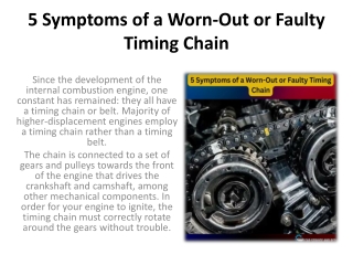 5 Symptoms of a Worn-Out or Faulty Timing