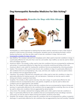 homeopathic remedies for dog's itchy skin