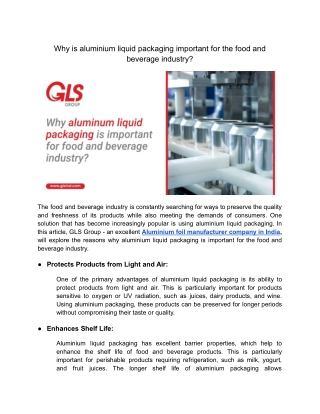 Why is aluminium liquid packaging important for the food and beverage industry
