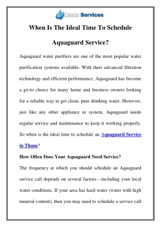 Aquaguard Service in Thane Call-7290092205