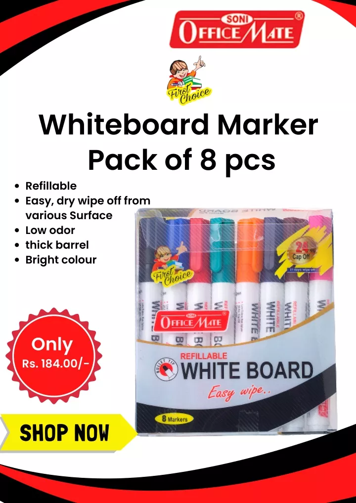 whiteboard marker pack of 8 pcs refillable easy