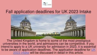 fall application deadlines for uk 2023 intake