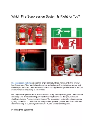 What Suppression System Is Right for You