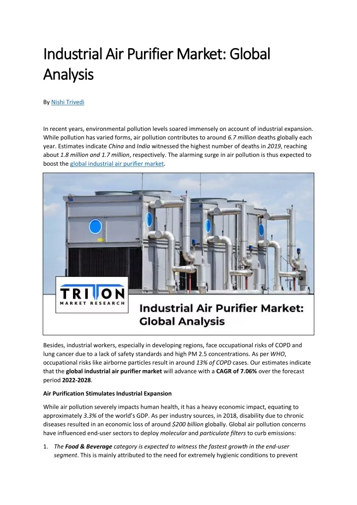 industrial air purifier market industrial