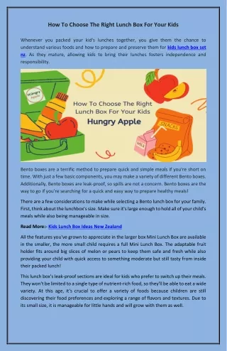 Choose The Right Lunch Box For Your Kids