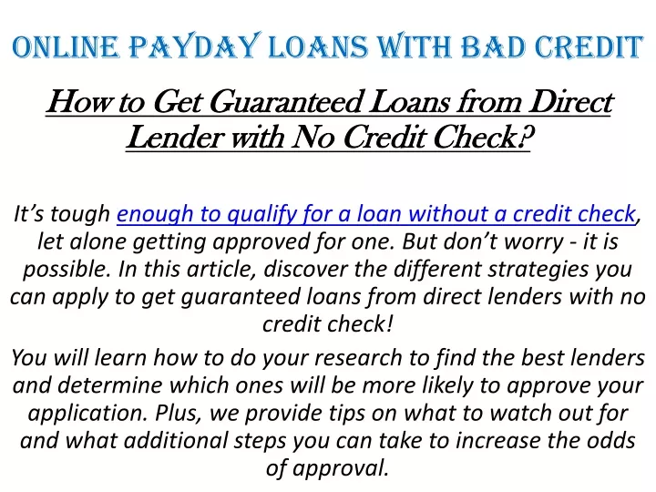 online payday loans with bad credit