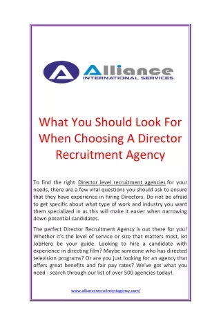 What You Should Look For When Choosing A Director Recruitment Agency