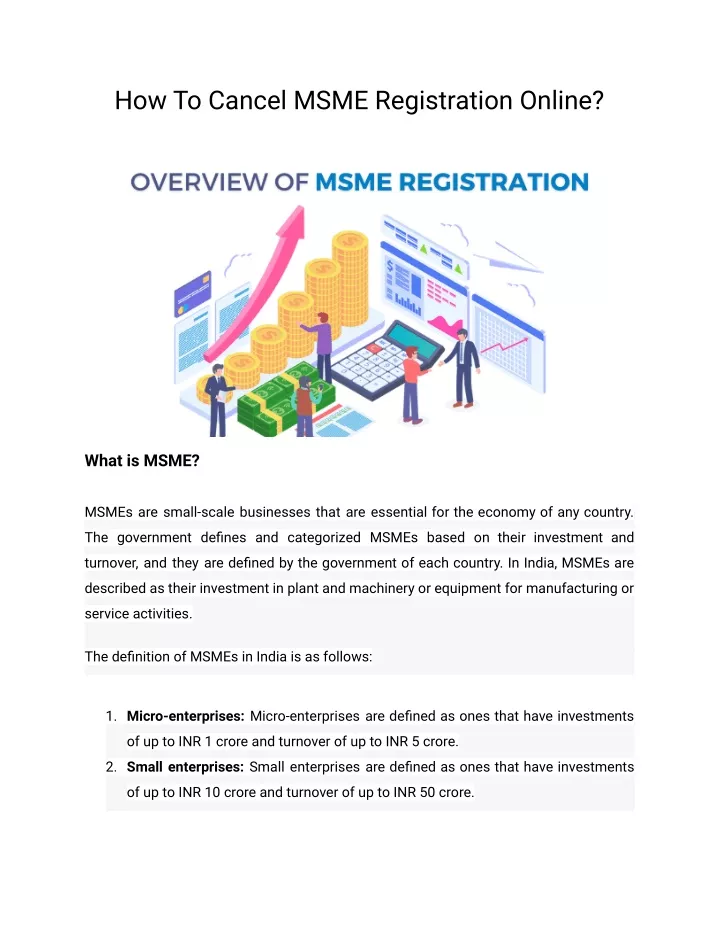 how to cancel msme registration online