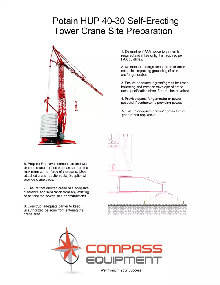 potain hup 40 30 self erecting tower crane site