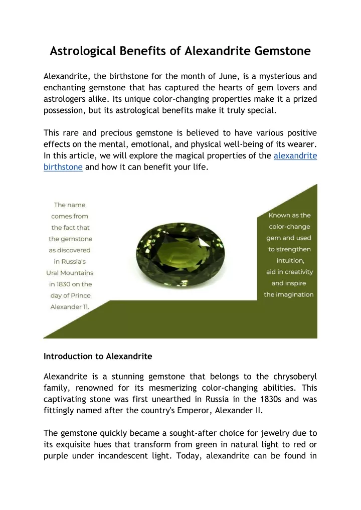 astrological benefits of alexandrite gemstone