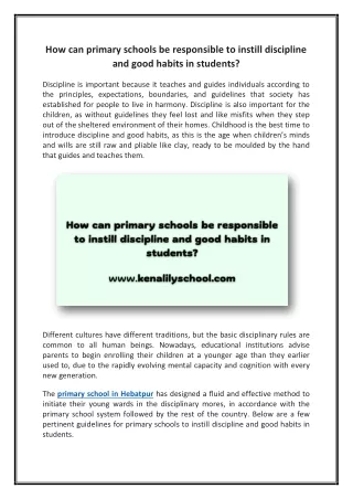 how can primary schools be responsible to instill