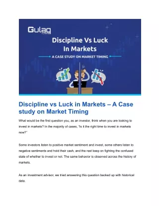 Discipline vs Luck in Markets