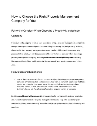 How to Choose the Right Property Management Company for You