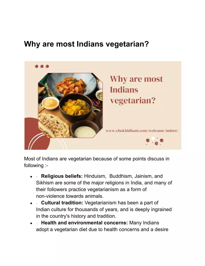 why are most indians vegetarian