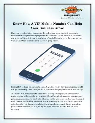 know how a vip mobile number can help your
