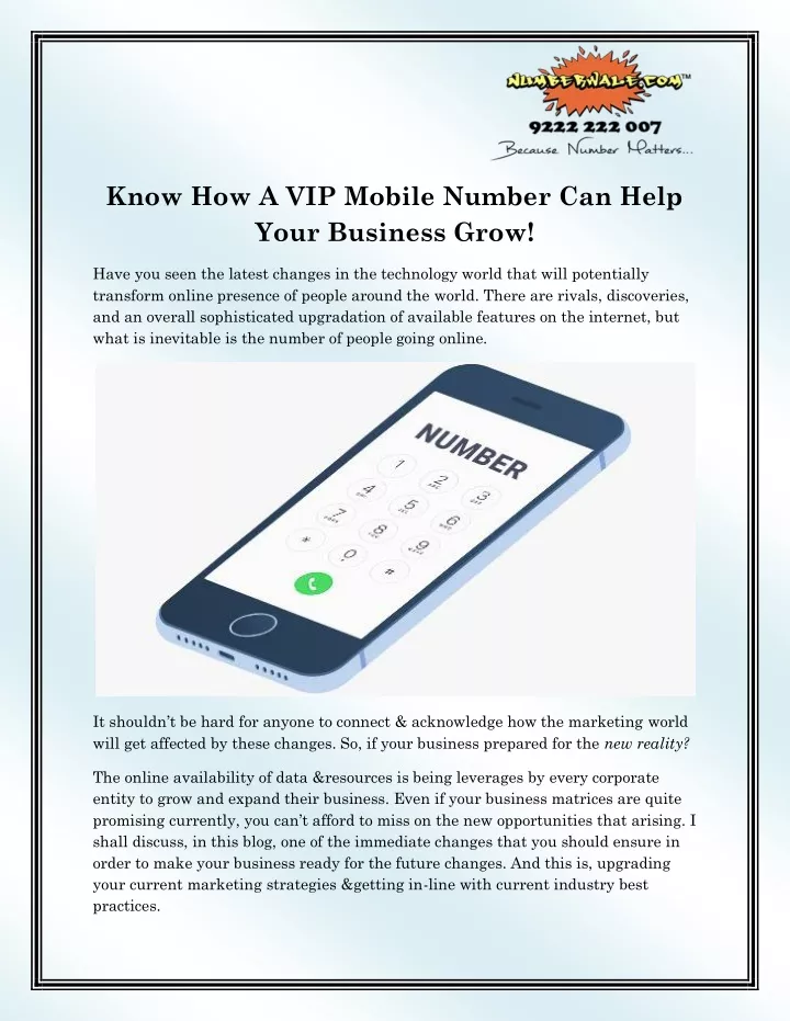 know how a vip mobile number can help your