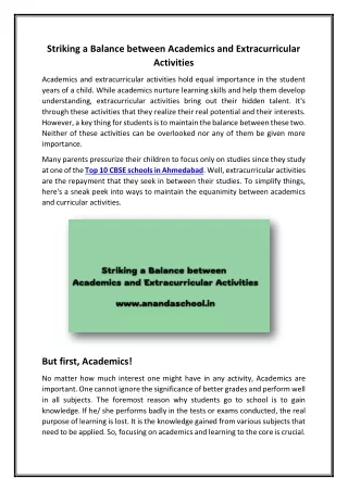 striking a balance between academics