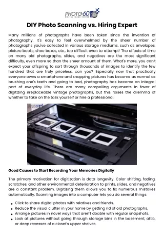 DIY Photo Scanning vs. Hiring Expert