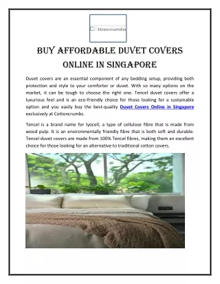 Buy Affordable Duvet Covers Online in Singapore