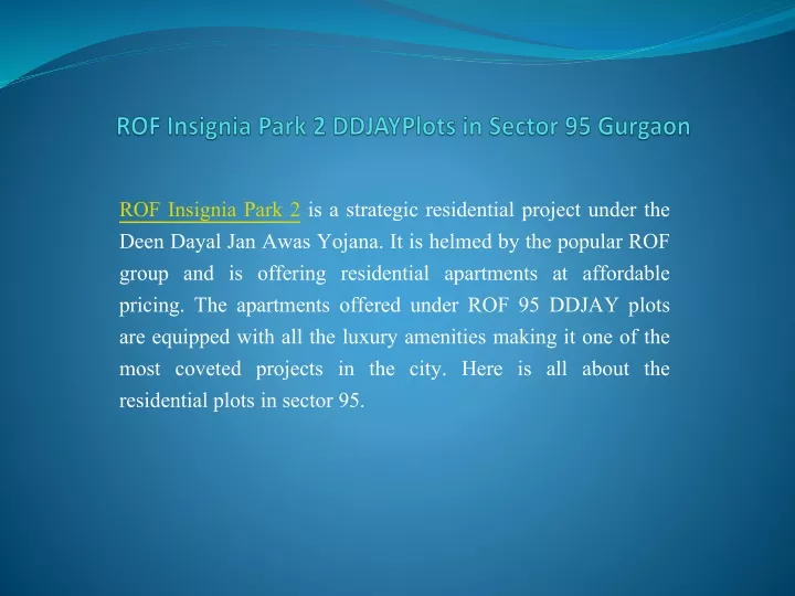 rof insignia park 2 ddjayplots in sector 95 gurgaon