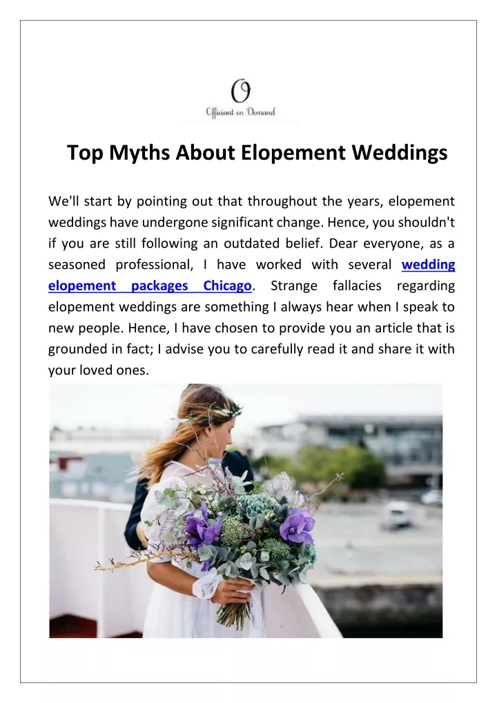 top myths about elopement weddings