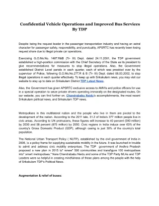 Confidential Vehicle Operations and Improved Bus Services By TDP