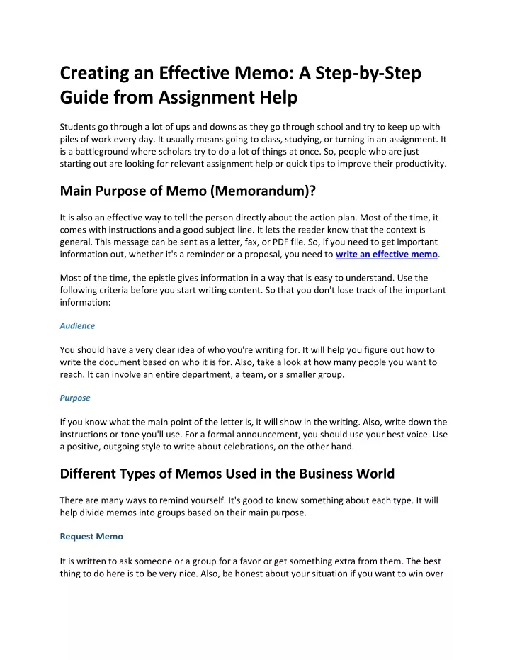 creating an effective memo a step by step guide