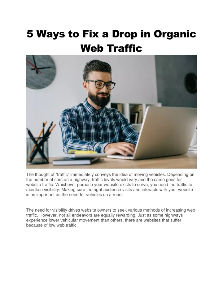 5 ways to fix a drop in organic web traffic