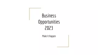 Business Opportunities 2023