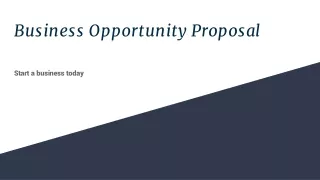Business Opportunity Proposal