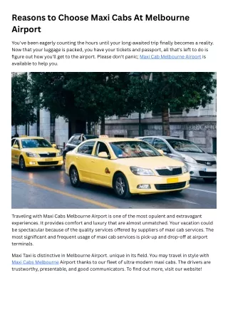 Reasons to Choose Maxi Cabs At Melbourne Airport