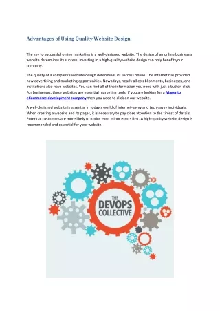 advantages of using quality website design