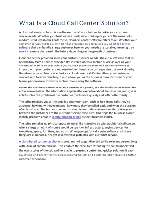 what is a cloud call center solution a cloud call