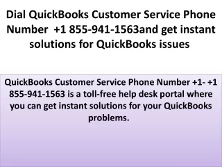 Dial QuickBooks Customer Service Phone Number   1