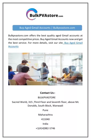 Buy Aged Gmail Accounts | Bulkpvastore.com