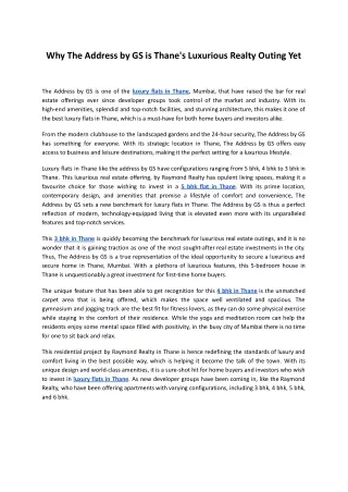 why the address by gs is thane s luxurious realty