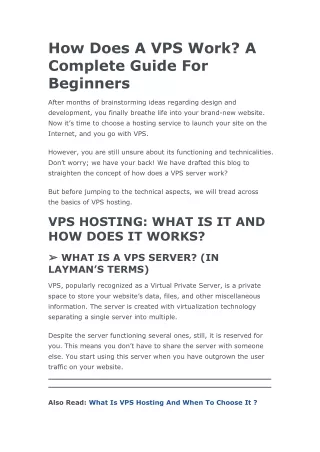 how does a vps work a complete guide for beginners
