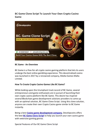 bc game clone script to launch your own crypto